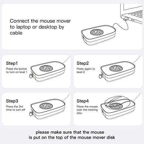 MLSAC Mouse Jiggler, Jiggler de mouse indetectável para despertar de laptop de computador, sem software, motor automático de mouse, mantém o computador vivo, com switch e USB para USB-C adaptador