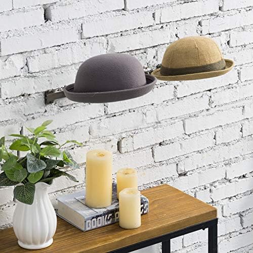 Conjunto de mygift de 2 antiguidades de chapéu de chapéu de arame de metal antigo suporte de parede de parede suspensa portador de peruca e rack de exibição de fedora