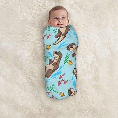 Tebjh mar lontra bebê material recém -nascido cobertor macio e aconchegante recebendo cobertores de bebê embrulhando
