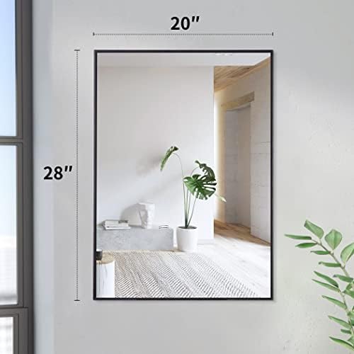 Espelho de banheiro preto de Kocuuy, espelho de parede retangular de 20 x 28 com moldura de metal, espelho de vaidade moderna para o quarto da sala de estar da sala de estar pendura horizontal ou vertical