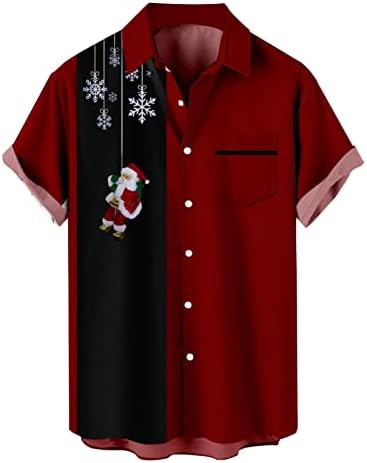 Wocachi Christmas Button Down Camisetas para masculino Manga curta Funny XMAS NOVA