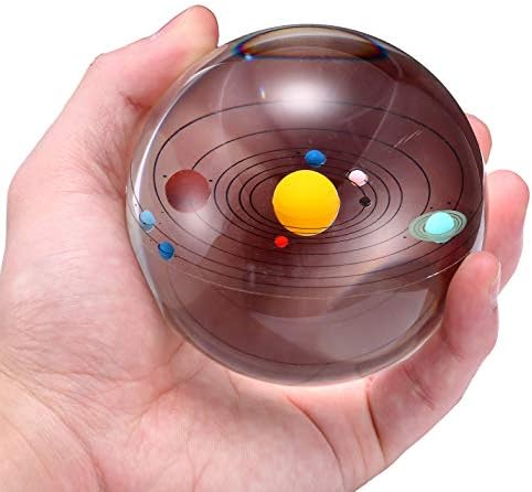 Aircee 3D Modelo de sistema solar Crystal Ball, com um suporte, ótimos presentes com caixa de presente, brinquedos educacionais, decoração de escritório em casa, 80mm, Galaxy Planets Ball