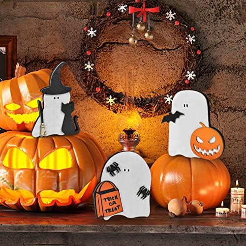 3 peças Decoração de bandeja em camadas de Halloween, Feliz Halloween Ghost Cat Pumpkin Bat Spider Flub Witch Flue