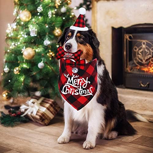 Roupas de cães de Natal Stmk, cão de cães de cães de Natal cachorro cachorro Papai Noel Chapé gravata borbole