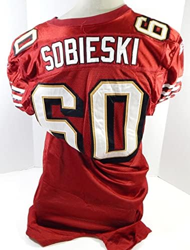 2006 San Francisco 49ers Ben Sobieski #60 Jogo emitido Red Jersey 60 Patch 48 2 - Jerseys não assinados da NFL usada