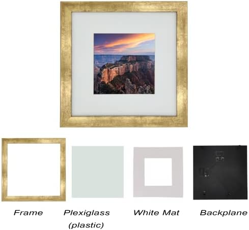 Evquita 8x8 Frame Frame Galeria de fotos Frame com tape 5x5, independente e montagem de parede, ouro