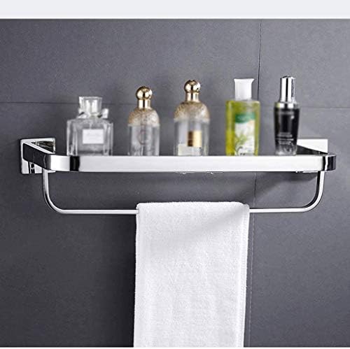 Prateleiras de banheiro de OneMtb, montagem de parede de armazenamento de banheiro de prateleira de vidro com barra de toalha Acessórios de chuveiro de aço inoxidável Vidro de vidro