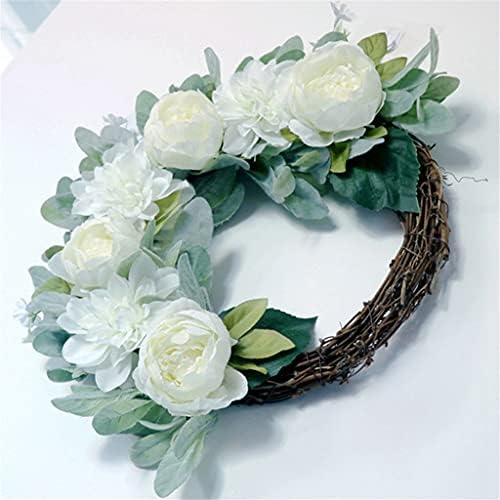Mgwye White Peony Wreath Style Nordic Decoração de coragem de coroa de coroa de portas de portas da parede de decoração de porta (cor: a, tamanho