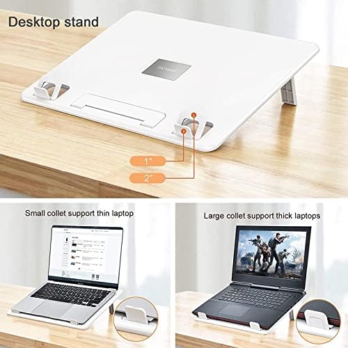 Mesa de volta portátil Branca com clipe de livro, mesa de lap de ângulo ajustável para laptop de 17 polegadas, Xuenair Bed