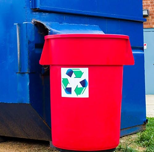 Gênio do varejo Genius Oversized 8in Recicle Symbol Syster 5 pacote para caixas de reciclagem verde, branca e azul e latas.