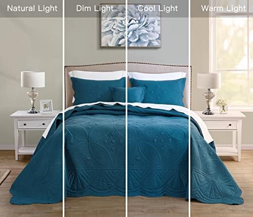 Daisyhuang de grandes dimensões da pista - capa de cama queen size - conjunto de cobertura moderna e contemporânea, costura real, reversível, leve, 4 peças, azul