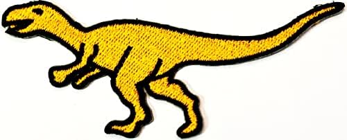 Hho Patch Conjunto de 3 peças. Adesivos amarelos de dinossauros T-Rex desenho animado Kids Appliques Patches Ferro de