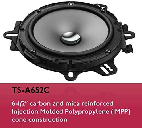 Pioneiro TS-A652C Uma série 6-1/2 350 W Power, carbono/mica reforçada Cone IMPP, 20mm Pi Tweeter-Alto-falantes de componentes, cinza