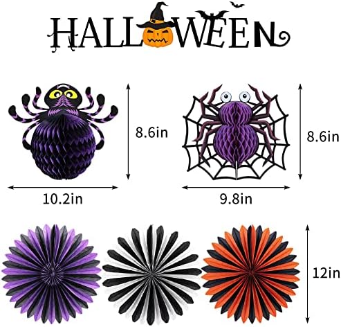 Decorações de festas de Halloween, suprimentos de festa de aranha, lanternas de papel pendurado Spider Honeycomb Papel de papel
