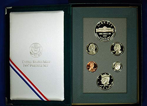 1997 S Us Mint 6 peças Prestige Set com jardim botânico comemorativo de prata de prata bela comprovante