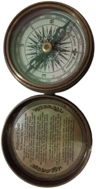 Antigo antigo vintage 1920 Marine London 2.5 Aprox Poema Brass Pocket Compass by Haider Ali Instruments