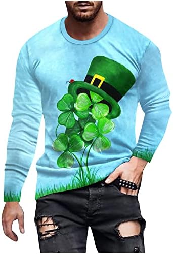 Monga de manga longa masculina São do dia do dia do dia do dia do dia do dia do meio de camiseta do valor irlandês Top Irish Shamrock