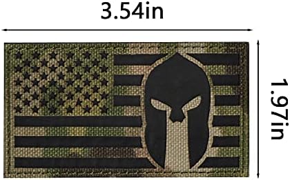 WZT 2 Peças IR IR Infravermelho Americam Flag Spartan capacete refletivo de casaco reflexivo colete de colete diy traje bordado moral tático manchas militares com gancho e backing de loop 3,54 x 1,97 polegadas