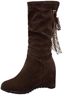 HCJKDU Mulheres Knee High Boots com botas com zíper com tassel Botas de largura Botas de combate botas pretas botas de tornozelo