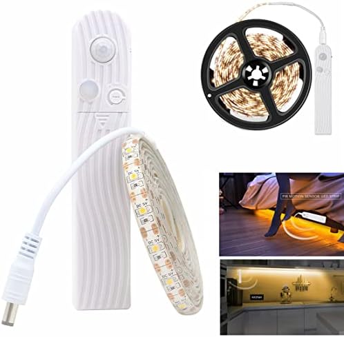 LED sob sensor de movimento de iluminação de gabinete, quatro modos à prova de água LED Night Strip Light para guarda -roupa, escada, despensa, sob balcão, armário, cama, cama,