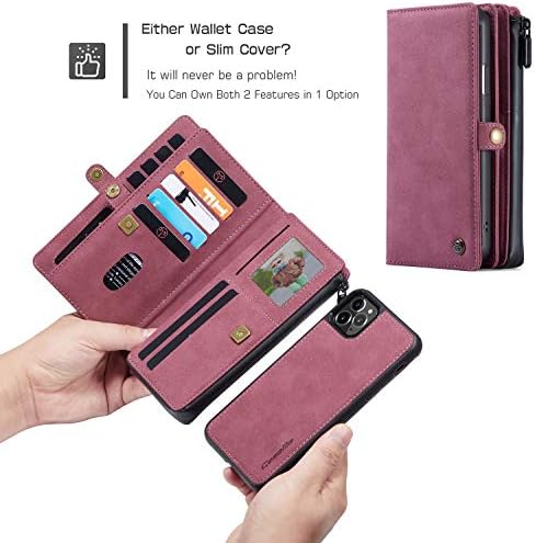 Compatível com o iPhone 12 Pro Max Wallet Case, com caça -níqueis e pulseiras de 17 cartas e capa de carteira de couro multifuncional magnética PU Flip PU Flip PU Flip