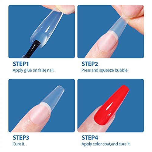 Kit de unhas falsas Mulheres de pregos de acrílico: gotículas de água dicas de unhas claras para mulheres DIY French Tip Press