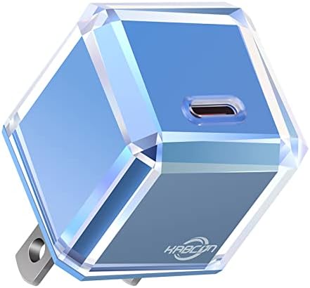 Carregador USB C 20W PD 3.0 Compacto compacto durável Compat Fast Charger com iPhone 14/14 Pro/14 Pro Max/13/13 mini/13 Pro/13 Pro Max/12/12 Mini, Galaxy/Pixel 4/3, iPad Pro/Air iPad mini, sem cabo, azul