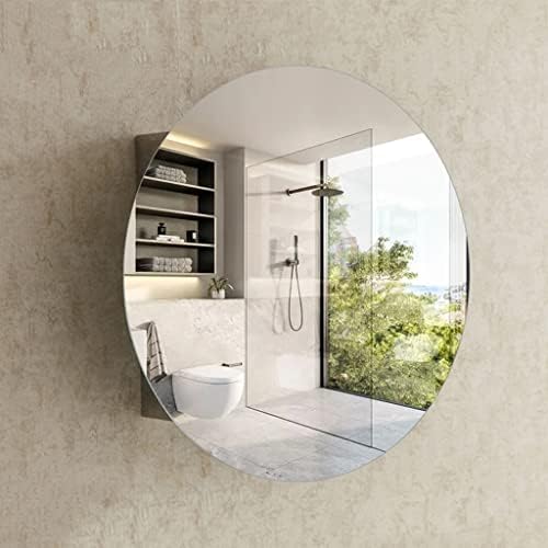 Armário de medicamento em aço inoxidável, armário de espelho redondo, para uso em banheiros úmidos/secos, armário de armazenamento