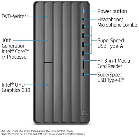 Computador HP Envy TE01-1177C-10ª geração Intel Core i7-10700F até 4,7 GHz CPU, 32 GB DDR4 SDRAM, 512 GB PCIE SSD + 1TB HDD, Windows,