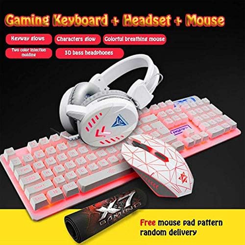Teclado para jogos, conjunto de teclado USB Mouse para o computador de fundo do computador, fone de jogo à prova d'água para lol