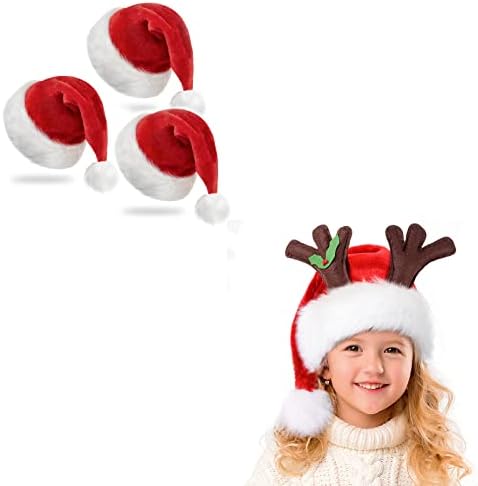 RJVW chapéu de Natal, chapéu de Papai Noel, chapéu de férias de Natal para crianças, Unisex Velvet Classic Santa Hat para Festa de Ano Novo de Natal