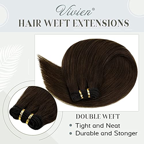 Extensões de cabelo de trama dupla marrom escura de Vivien 22 polegadas #2 Extensões de cabelo castanho Cabelo humano real para mulheres sedoso