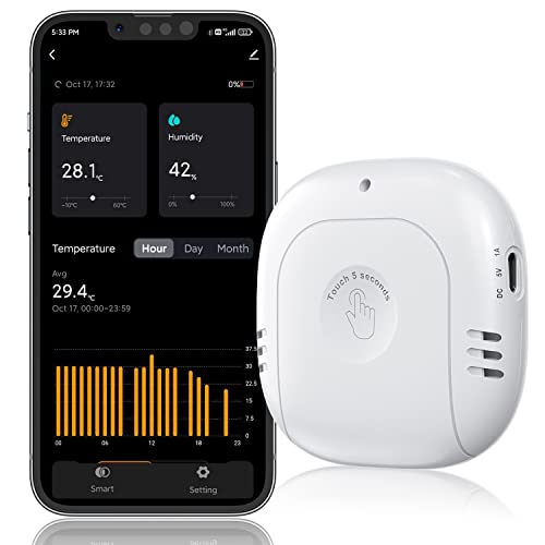 Monitor de temperatura remota Smart Remote Sensor Wi-Fi com atualização em tempo real e armazenamento de histórico,