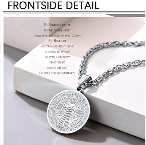 Prosteel Saint Saint Benedict Medal Colar, Jóias de Proteção para homens Mulheres, 18k Real Gold Plated, 22 polegadas ajustáveis, venha a caixa de presente