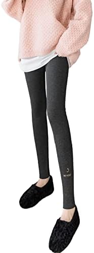 Leggings alinhados de lã de feminino de Zddo Winter Canda alta grossa de cashmere fit slim fit