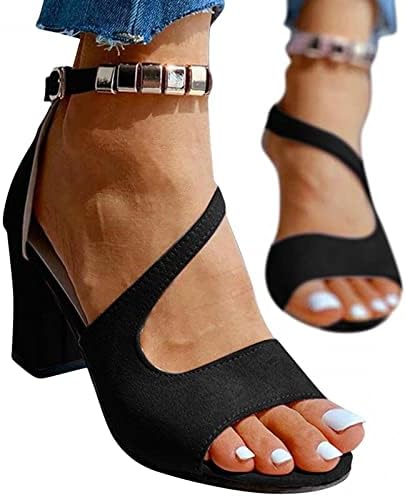 Vestido sandálias de festa mulher tornozelo strap robusta sandálias elegantes metal fivela slides holoow out sapatos