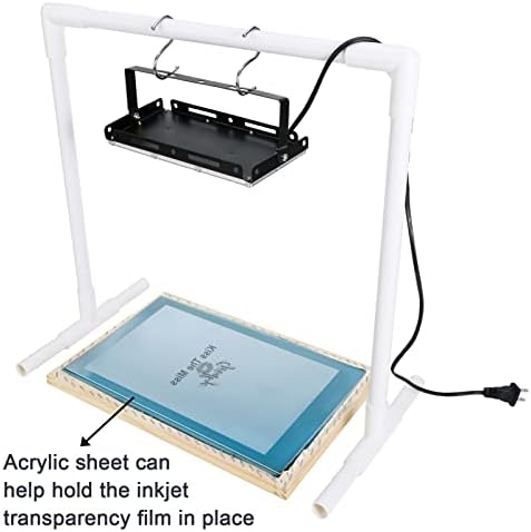 Kit de impressão de tela Caydo 32 peças inclui luz de impressão de exposição ao LED UV, 3 tamanhos de seda de seda, folha de acrílico, filme transparente de jato de tinta para impressão de tela