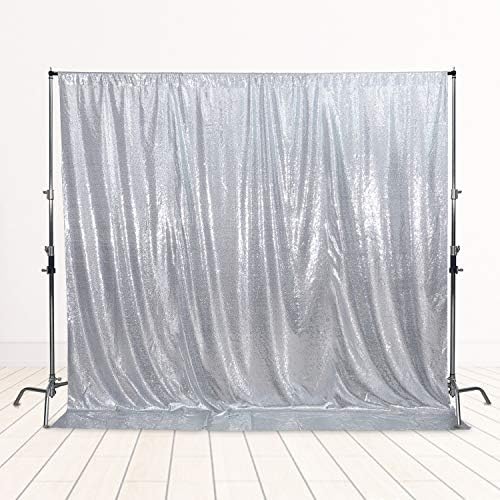 Cenário de lantejoulas squarepie não é ver através do fundo espesso de mancha para fotografia Glitter Curtain Party 10ft x 10ft Silver
