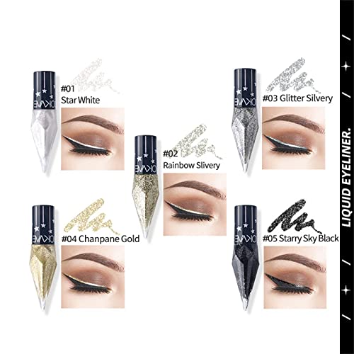 Eyeliner reutilizável e adesivos de cílios com 7 Eyeliner líquido conjunto de líquidos sombra de olho de diamante de ouro prateado