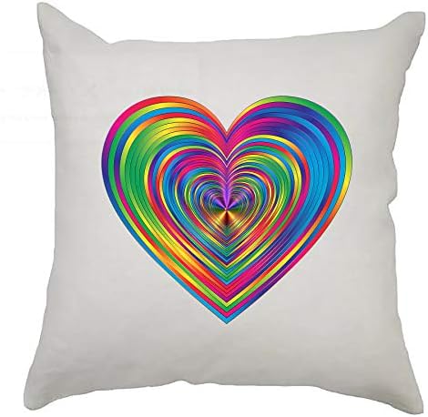 Crianças Kooky - Capas de almofada colorida - Coração de cor arco -íris - com toque macio e sedoso - para sala de estar, quarto, sofá,