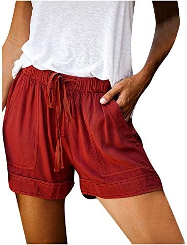 Nulairt shorts femininos para férias de praia, shorts leves da cintura elástica