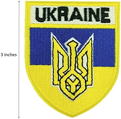 Bandeira da Ucrânia Tridente Exército Militar Bordado Hook & Loop Patch