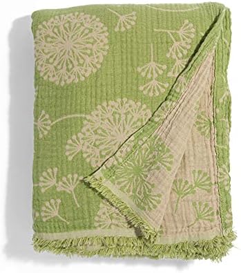 Cobertor turco infusezen com estampa de flor de dente -de -leão - tecelão de musselina cobertor de arremesso reversível