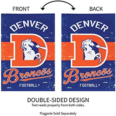 Equipe Sports America Denver Broncos NFL Bandeira da casa de linho vintage - 28 ”W x 44” h Bandeira de decoração de
