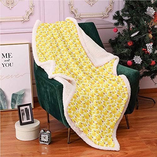 Septsonne Amarelo Bird Fleece Throw Blanket, Berçário contínuo com tema com patos e bolinhas cobertores pequenas, para meninas cobertores confusas