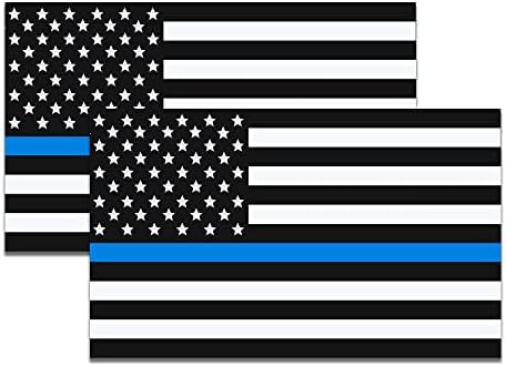 Linha azul fino American US Flag 2 Pacote de ímã refletivo Decalque 5 polegadas x 3 polegadas para carro, caminhão,