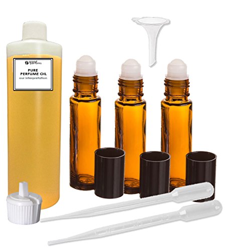 Grand Parfums Perfume Oil Set - Lily of the Valley Body Oil Fragrance Oil - Nossa interpretação, com roll em garrafas e ferramentas para preenchê -las
