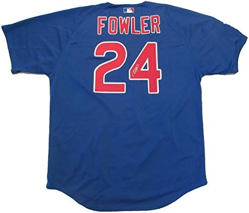 Dexter Fowler autografou a camisa de Chicago Cubs com prova, imagem de Dexter assinando para nós, Chicago Cubs, Houston