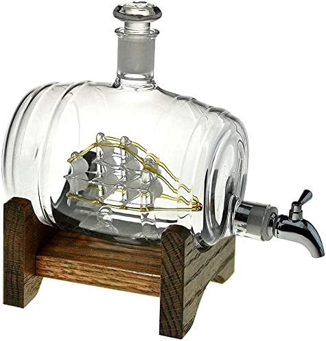 Decanter de uísque Decanters velejando navio de aço inoxidável Distribuidor de licor de spigot para tequila bourbon