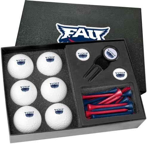 Golfballs.com Classic Florida Atlantic Owls Meia dúzia de presentes com ferramenta de Divot - bolas em branco